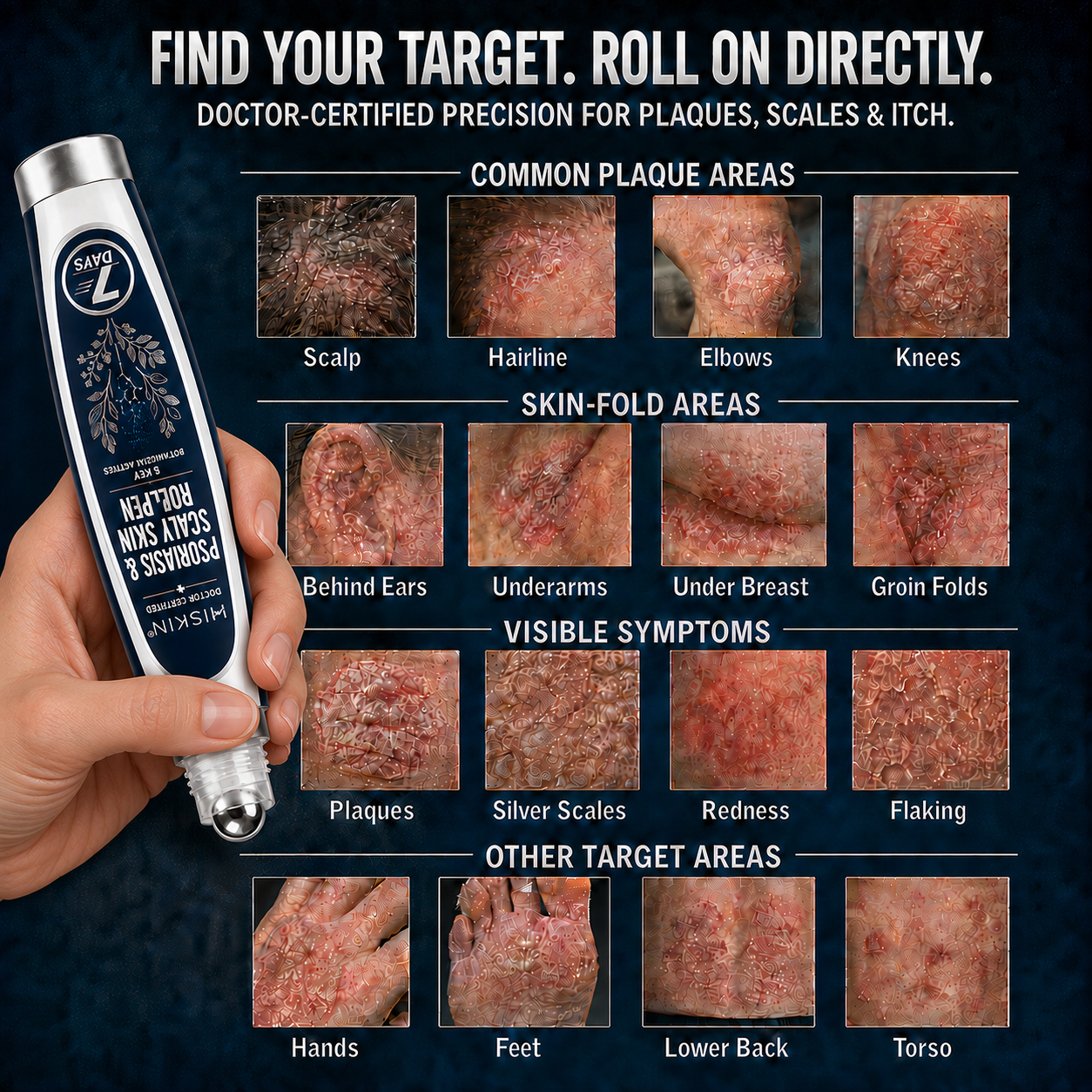 𝐇𝐈𝐒𝐊𝐈𝐍® 👩‍⚕️Calming Care for Psoriasis-Prone Skin  |7-Day Soothing Rollerball Pen Painless · Skin-Friendly · Targeted Psoriasis & Flaky Skin Care Rollerball